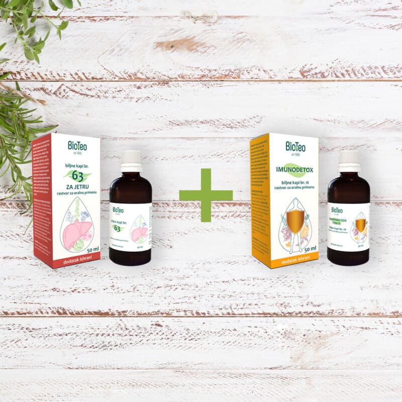 Specijalne ponude detox paket biljne kapi br.16 Imunodetox + Biljne kapi br. 63 za jetru